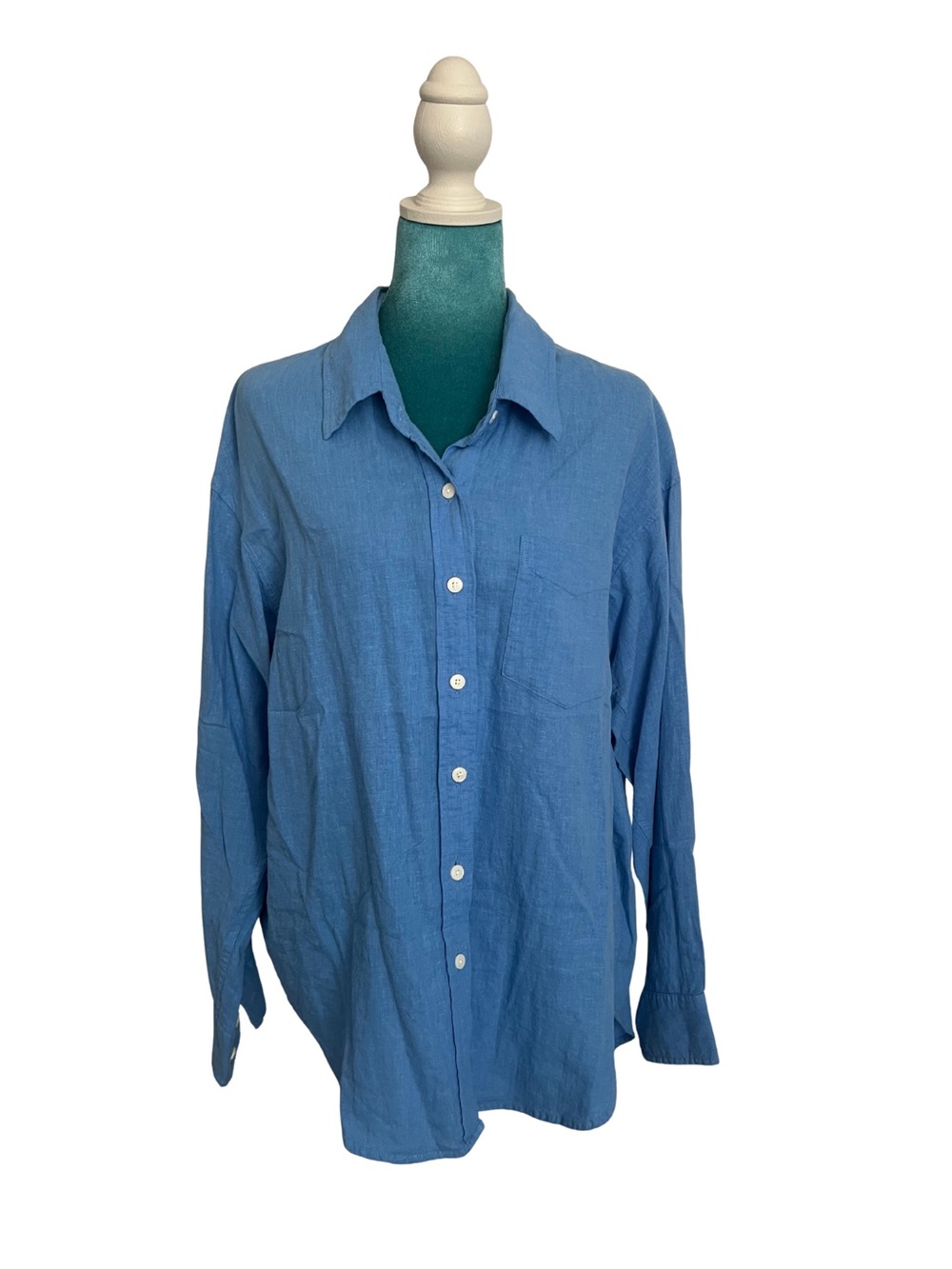 Aritzia Teal-Blue Relaxed Button-Up Shirt
